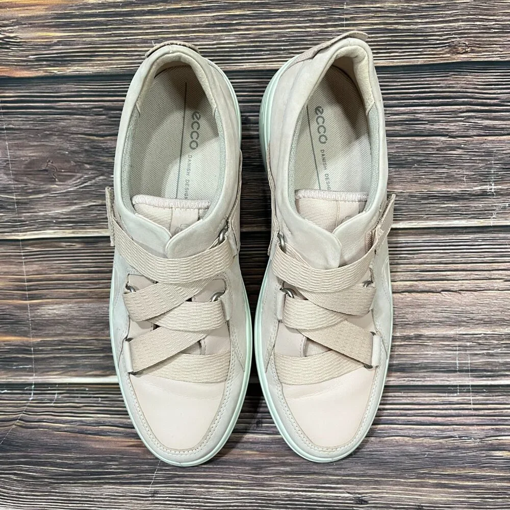 Ecco Women's Soft 7 Pink Wedge Strap Leather‎ Shoes